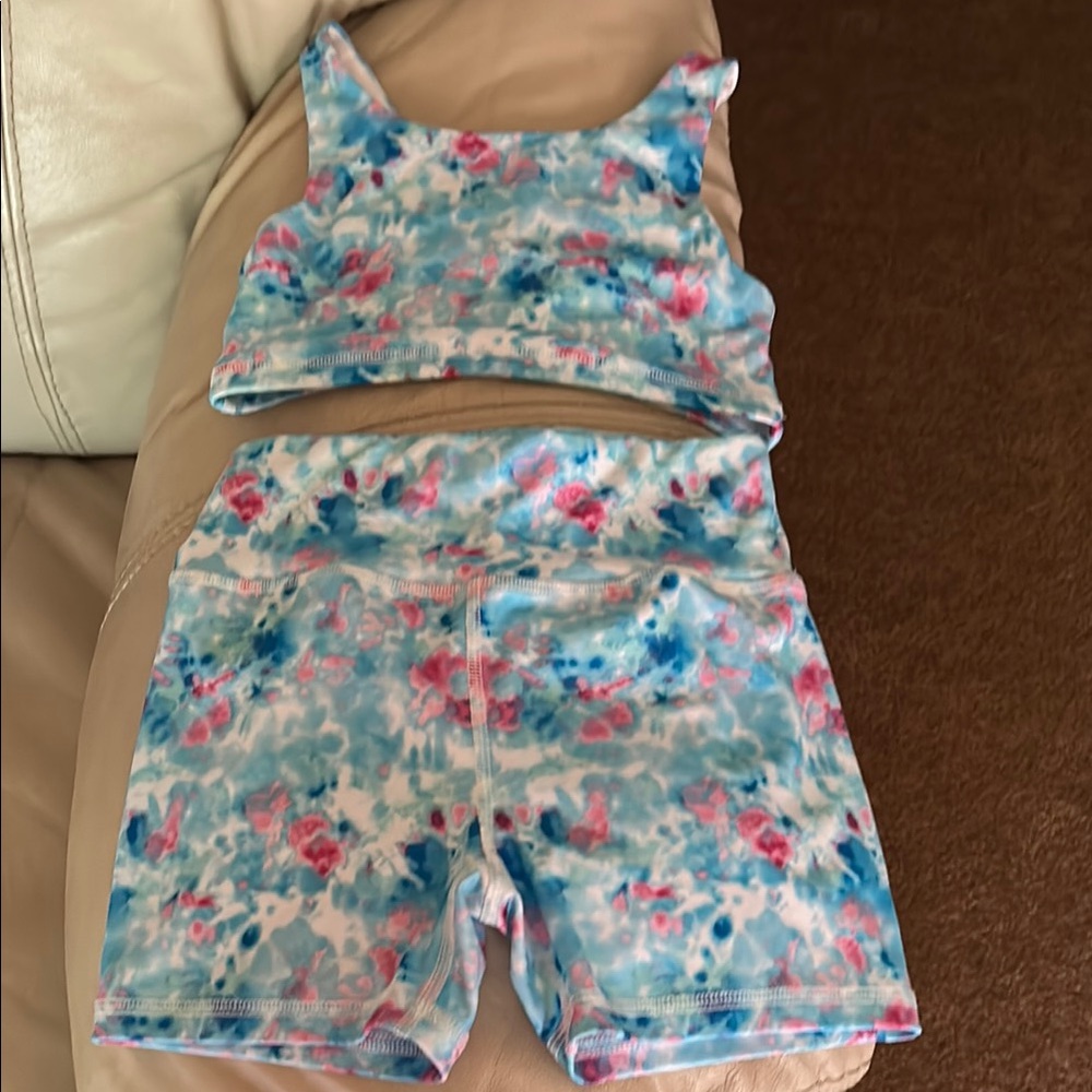 Athletic Works Matching Set Blue and Pink Floral